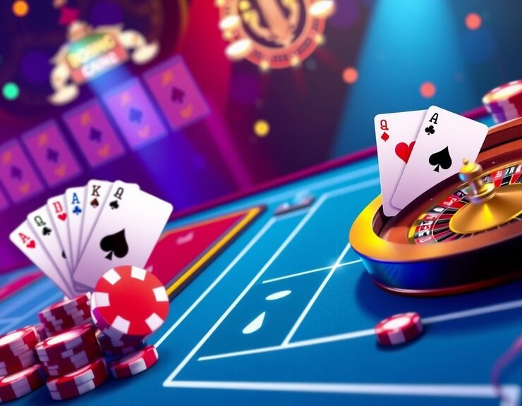 Professional live dealer studio with HD cameras and multiple lighting rigs broadcasting Joker Gaming tables